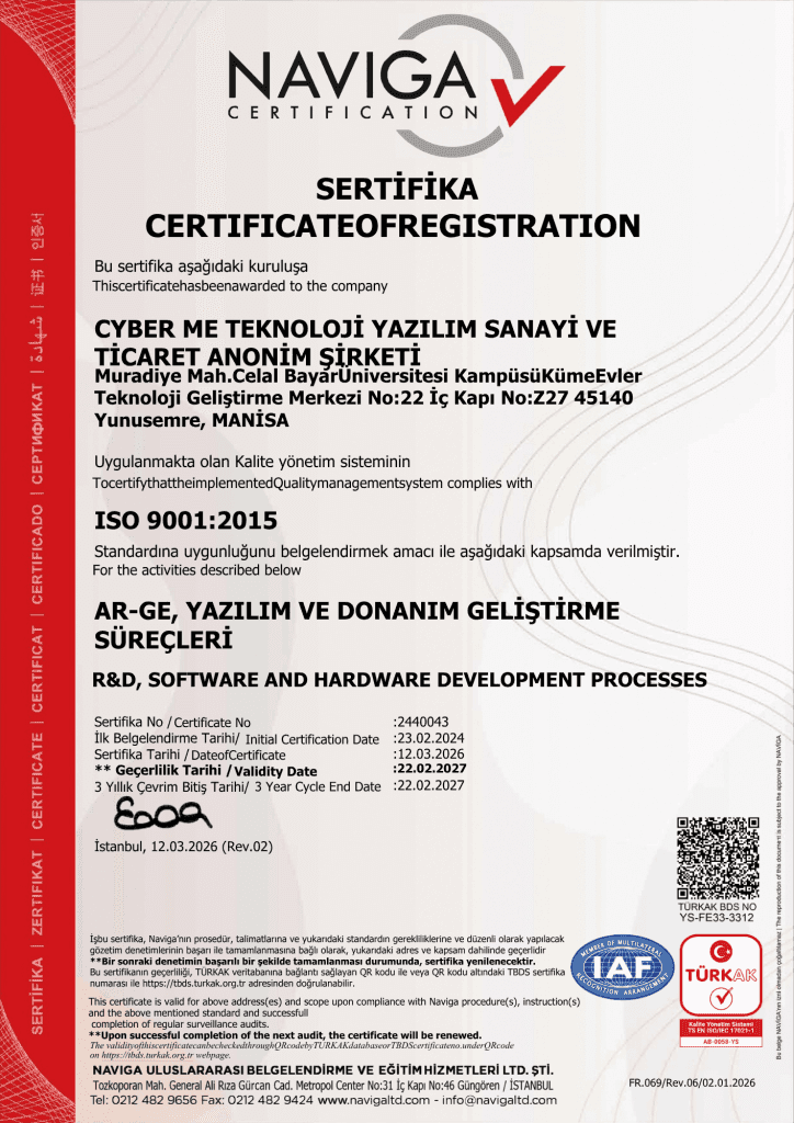 ISO 9001 Quality Management System certificate