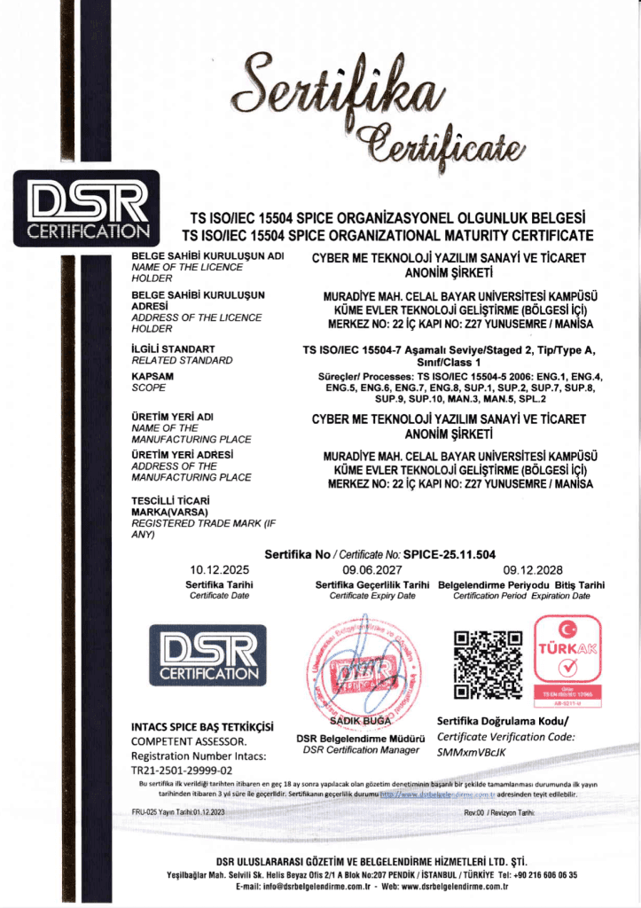 SPICE Software Process Improvement certificate